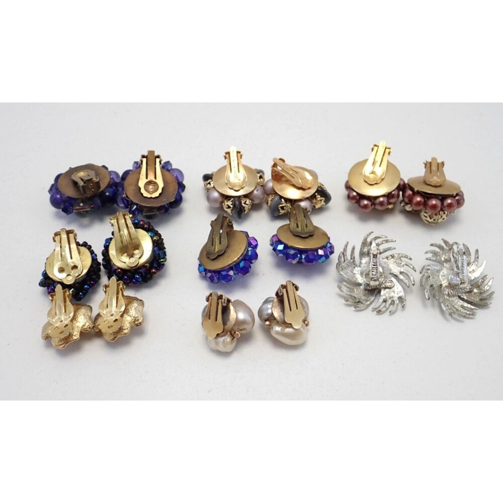 8 Pairs of Vintage Clip-On Earrings Hong Kong, Western Germany, Sarah Coventry - Picture 2 of 9